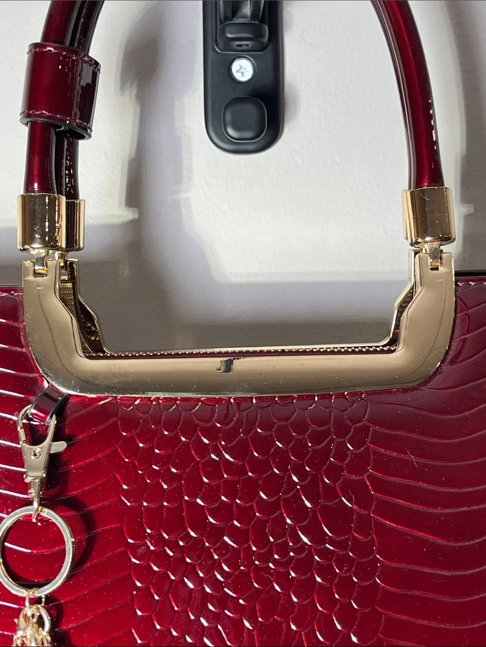 NWOT Red Leather Croc-Texture Bag